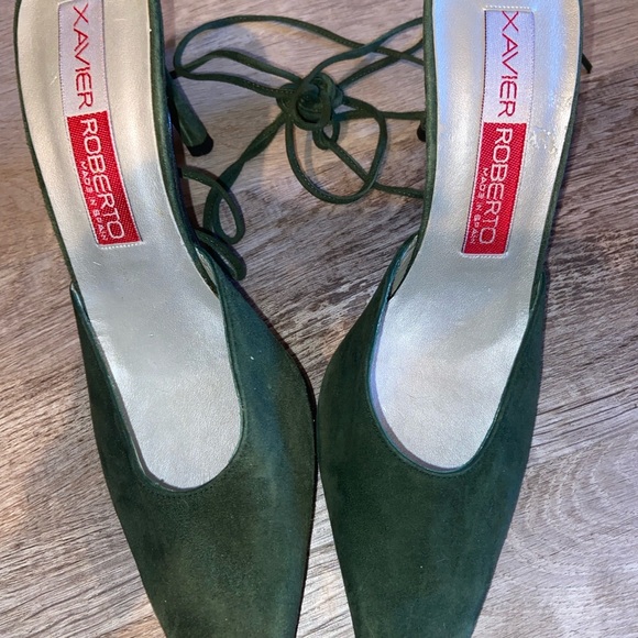Xavier Roberto Women’s Green Suede Strappy Pointed Toe 4” High Heels size 7  (L) - Picture 5 of 10